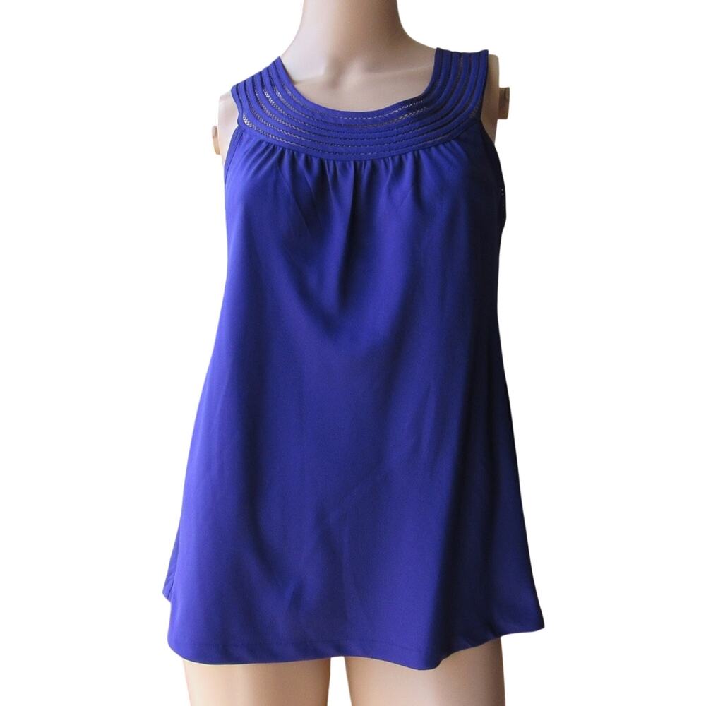 Banana Republic Purple Pintuck Pleated Scoop Neck Sleeveless Blouse Tank XS